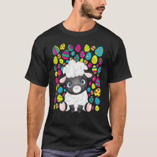 Camiseta Ovelha Fofa Ovos Coloridos de Páscoa Para a Vaca