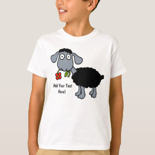 Camiseta Ovelha Negra Cordeiro com Flor Vermelha Personaliz