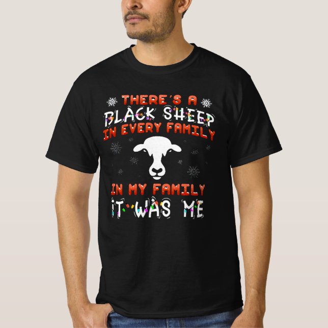Camiseta ovelha negra do Natal da família (Frente)