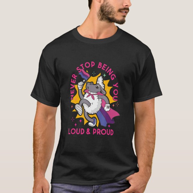 Camiseta Ovelha Orgulhosa Com Bandeira Do Orgulho Bissexual (Frente)