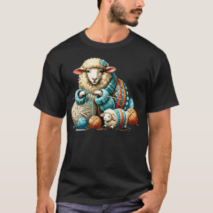 Camiseta Ovelha Tricô Crochê Linha de Costura Artesã Tricot