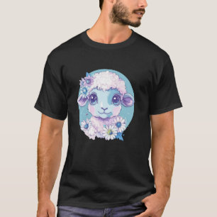 Camiseta Ovelhas Adoráveis Pastel Com Margaridas