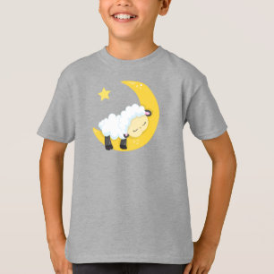 Camiseta Ovelhas Bonitas, Ovelhas Dormindo, Lua, Estrelas,