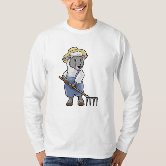Camiseta Ovelhas como fazendeiros com Rake & Hat (Frente)