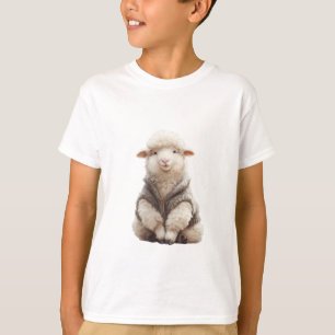 Camiseta Ovelhas Fofas em Cardigan de Lã Infantil