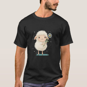 Camiseta Ovelhas no Prado Segurando um Dente-de-Leão para M