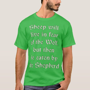 Camiseta Ovelhas temem o lobo, mas comem pelo pastor