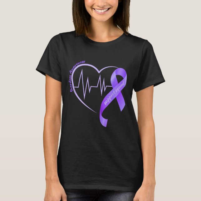 Camiseta Overdose Awareness Month Purple Ribbon Heart Suprt (Frente)