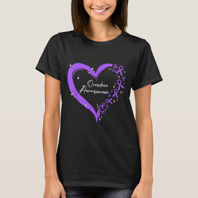 Camiseta Overdose Awareness Purple Ribbon Drug Addiction He (Frente)