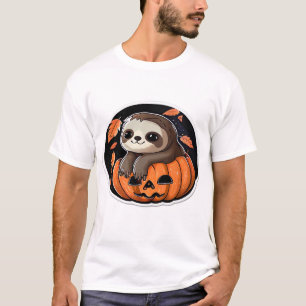 Camiseta Oversized adesivo de Halloween de preguiç