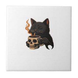 Camiseta Oversized Dark Cat Coffee com Caneca de C