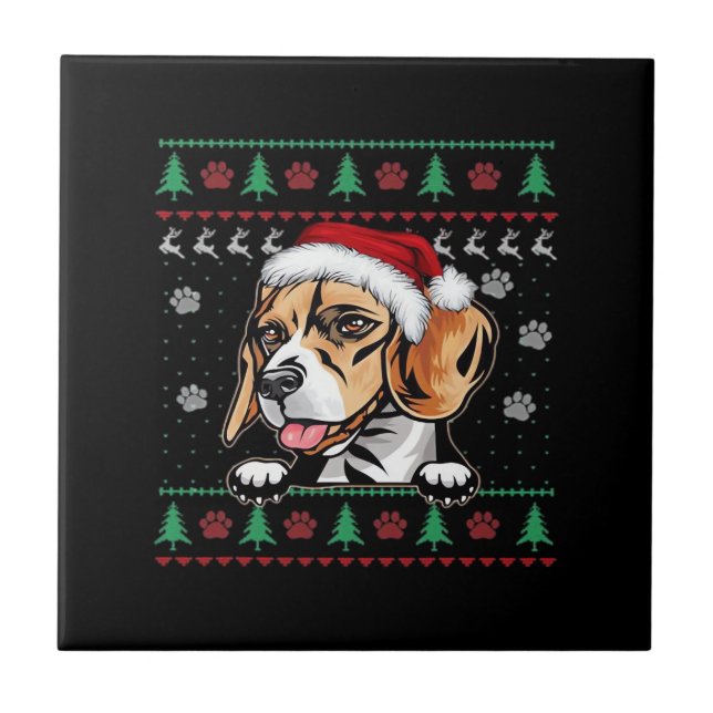 Camiseta Oversized de Natal do Beagle Uglyer Dog (Frente)