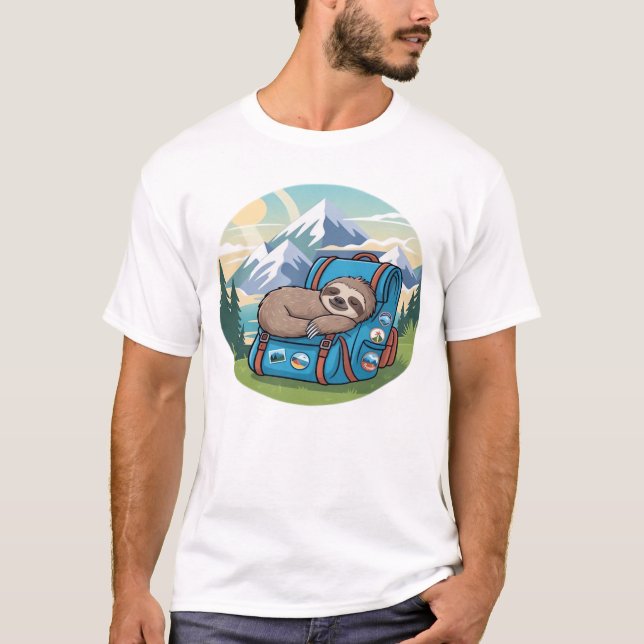Camiseta Oversized de Preguiça Engraçada Hiking (Frente)