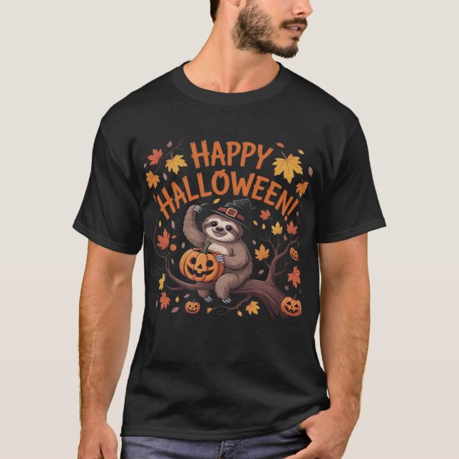 Camiseta Oversized do Dia das Bruxas da Preguiça (Frente)
