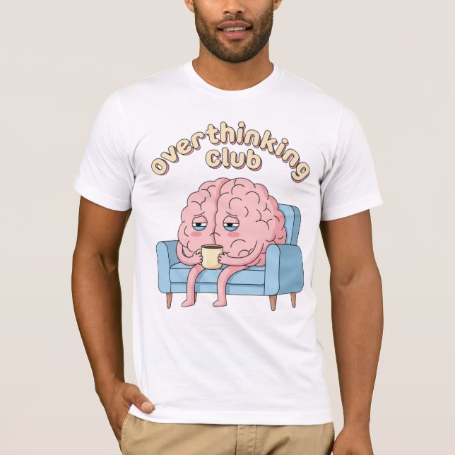 Camiseta Overthinking Club – Minimal Funny Brain T-Shirt (Frente)