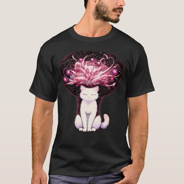 Camiseta Overthinking Mind Cosmic Chaos Cat (Frente)