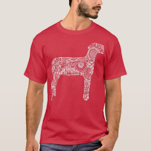 Camiseta Ovinos Animais Mostram Mandala Lamb Ram Stock