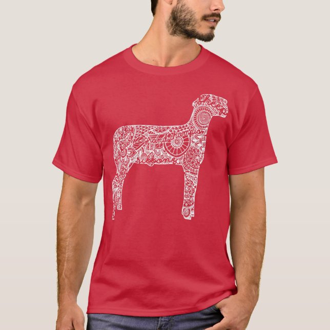 Camiseta Ovinos Animais Mostram Mandala Lamb Ram Stock (Frente)
