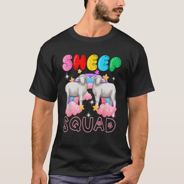 Camiseta Ovinos Casais Básicos Ovinos Básicos Rótulos Rainb (Frente)