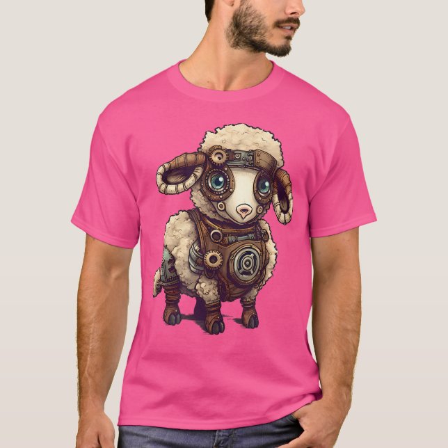 Camiseta Ovinos Em Ovinos Vibrantes De Engrenagens Mecânica (Frente)