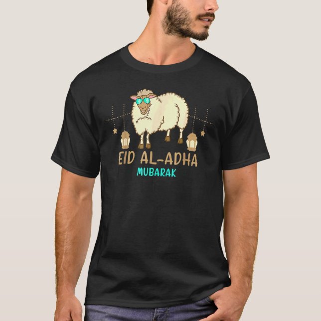 Camiseta Ovinos, Óculos Solares Para Eid Al Adha Mubarak, M (Frente)