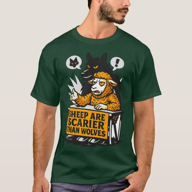 Camiseta Ovinos São Mais Assustadores Que Lobos (Frente)