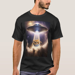 Camiseta OVNI Alien Espacial Gato Laranja Beam Up Kitten Fo