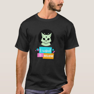 Camiseta OVNI Alienígena De Gato Espaço Ufologista Marciano