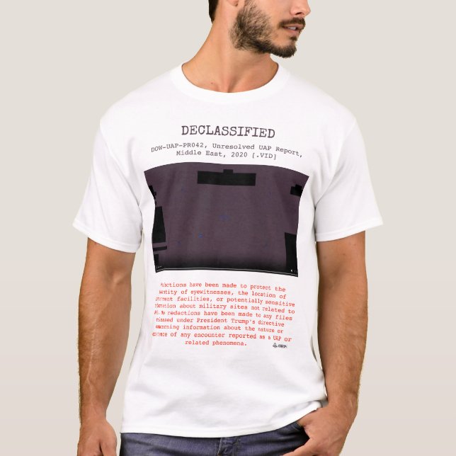 Camiseta OVNI - Desclassificado DOW-UAP-PR042, Oriente Médi (Frente)