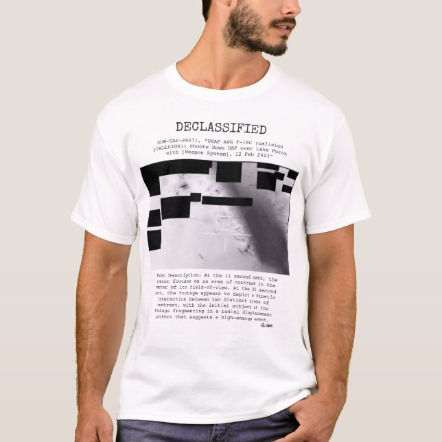 Camiseta ÓVNI - Desclassificado DOW-UAP-PR071, "USAF ANG F- (Frente)
