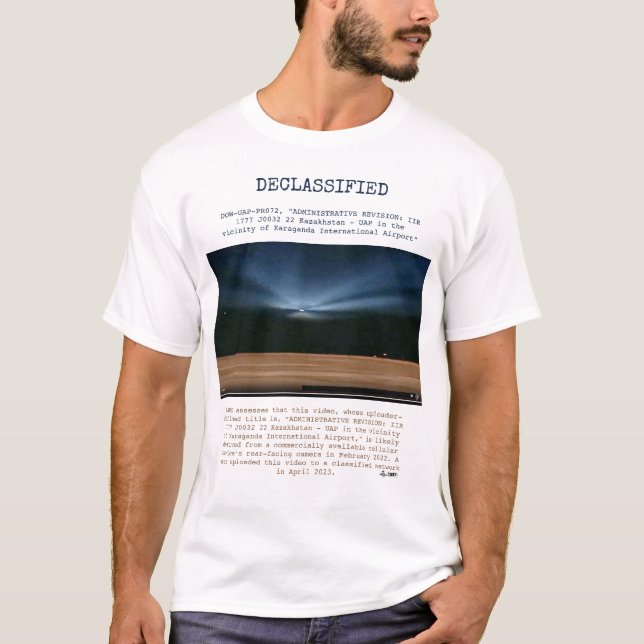 Camiseta OVNI - Desclassificado DOW-UAP-PR072, "ADMINISTRAT (Frente)