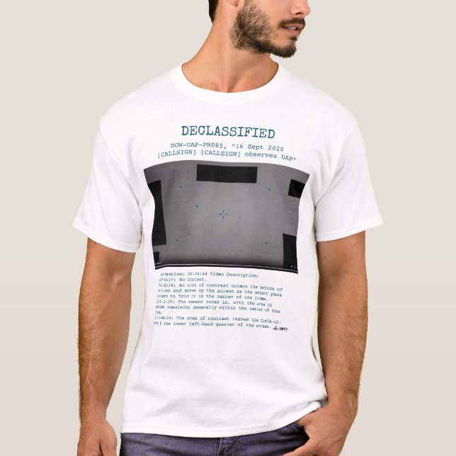 Camiseta OVNI - Desclassificado DOW-UAP-PR085, "16 de setem (Frente)