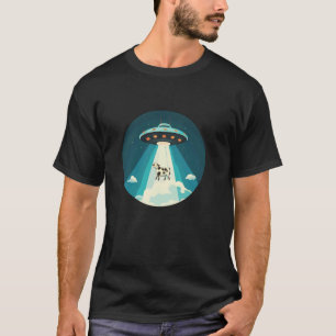Camiseta OVNI engraçado levando uma vaca para risadas cósmi