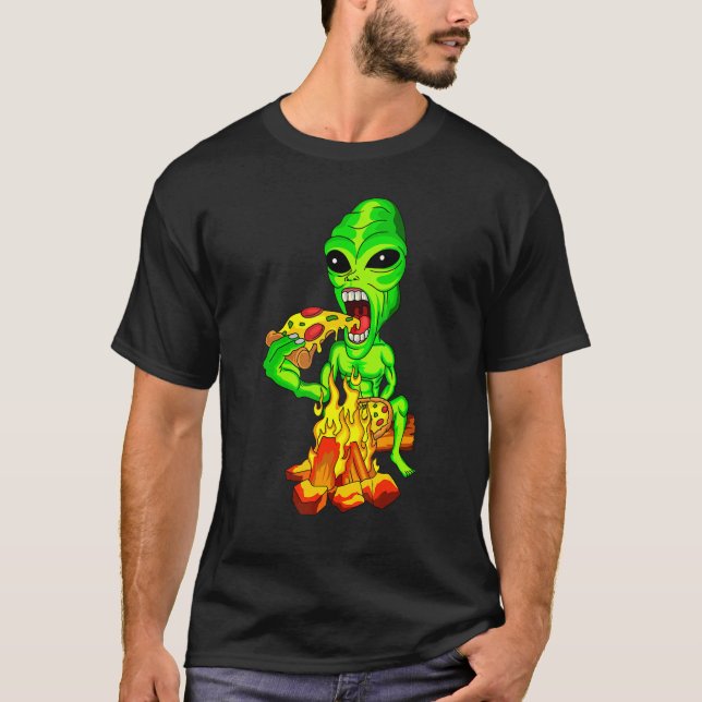 Camiseta OVNI extraterrestre para alimentação de alienígena (Frente)