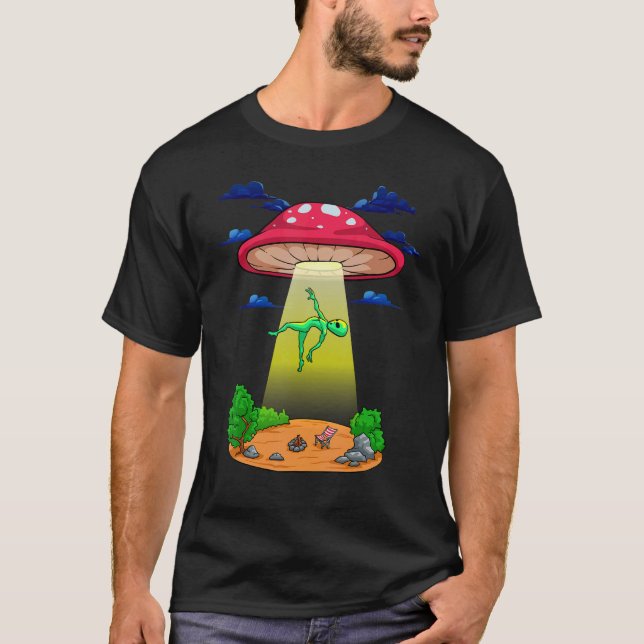 Camiseta OVNI Fu de Espaço Psicodélico de Abdução de Aliení (Frente)