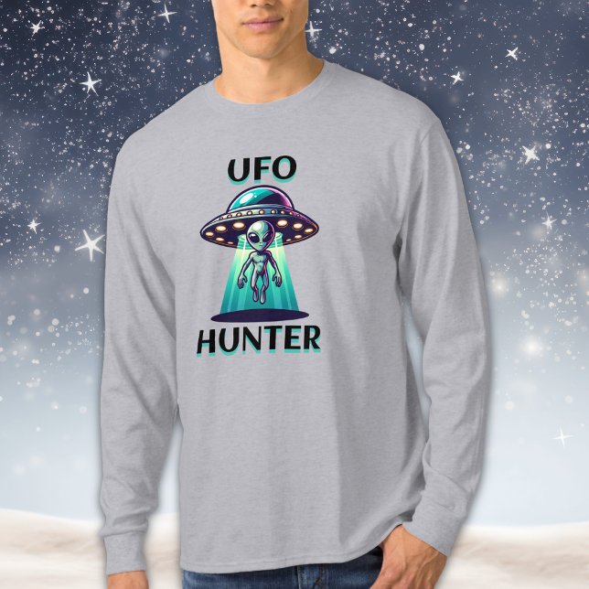 Camiseta OVNI Hunter | Ai Art com OVNI e Alienígena (Criador carregado)