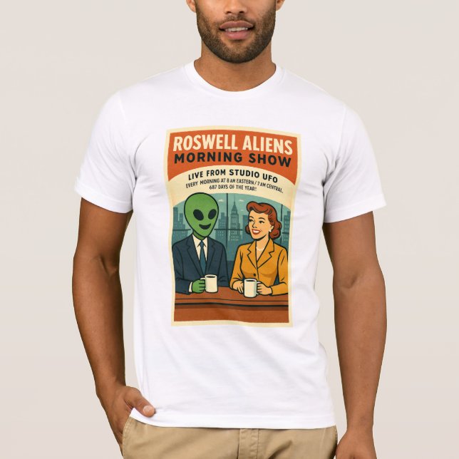Camiseta OVNI TV Anchorman Morning Show Roswell Aliens (Frente)