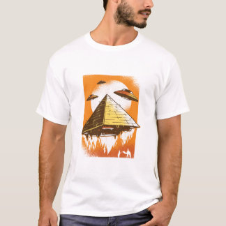 Camiseta OVNIs pirâmides no deserto