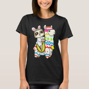 Camiseta Ovo Caça Llama Bunny Cute Sloth Caindo Llama Ea