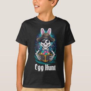 Camiseta Ovo Caça Skeleton Coelho Pirata Páscoa