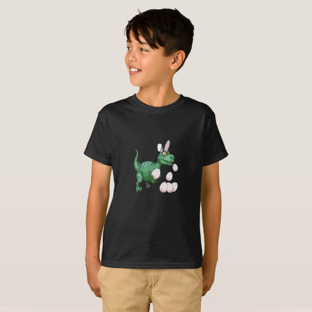 Camiseta Ovo da páscoa engraçado do coelho de T-Rex do (Frente Completa)