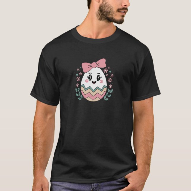 Camiseta Ovo de Páscoa Bonito com Arco Rosa (Frente)