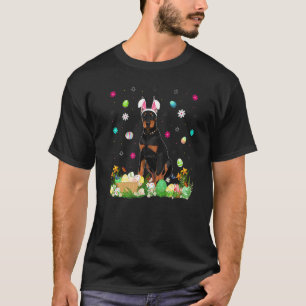 Camiseta Ovo de Páscoa Cachorro Doberman Engraçado Domingo