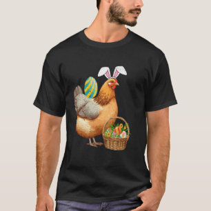 Camiseta Ovo de Páscoa com Orelhas de Coelho e Frango Fofo