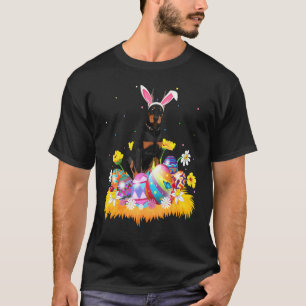 Camiseta Ovo de Páscoa Engraçado Cachorro Doberman Domingo