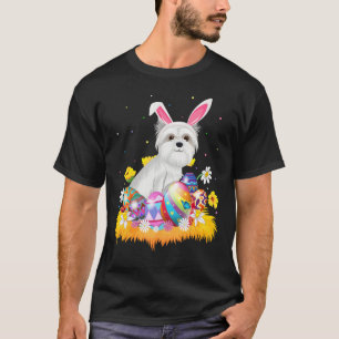 Camiseta Ovo de Páscoa Engraçado Cachorro Maltês Domingo de