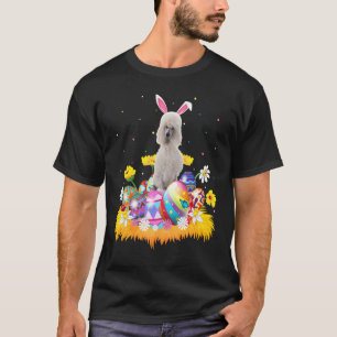 Camiseta Ovo de Páscoa Engraçado Cão Poodle Padrão Doming