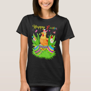 Camiseta Ovo de Páscoa Floral Frango Ave Engraçado Leste