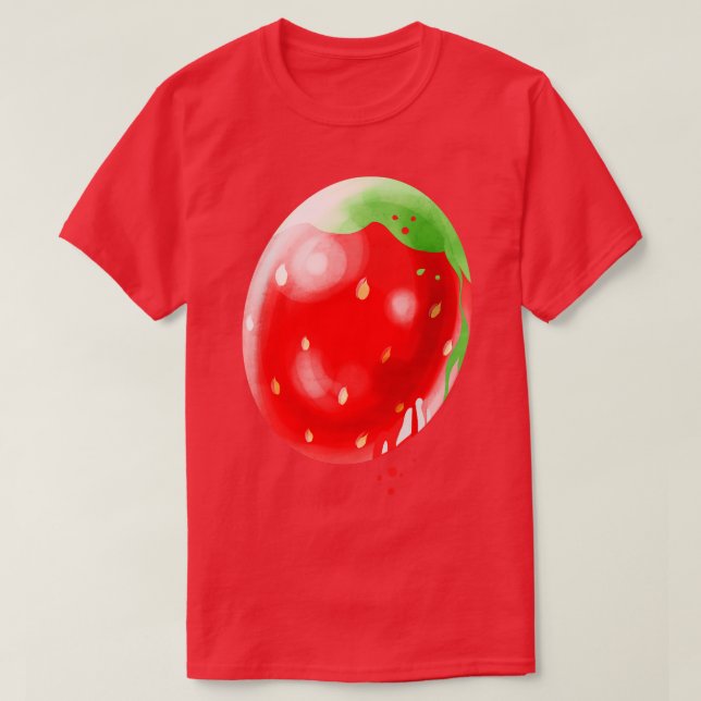 Camiseta Ovo De Páscoa Pintado Como Morango Para Páscoa (Frente do Design)