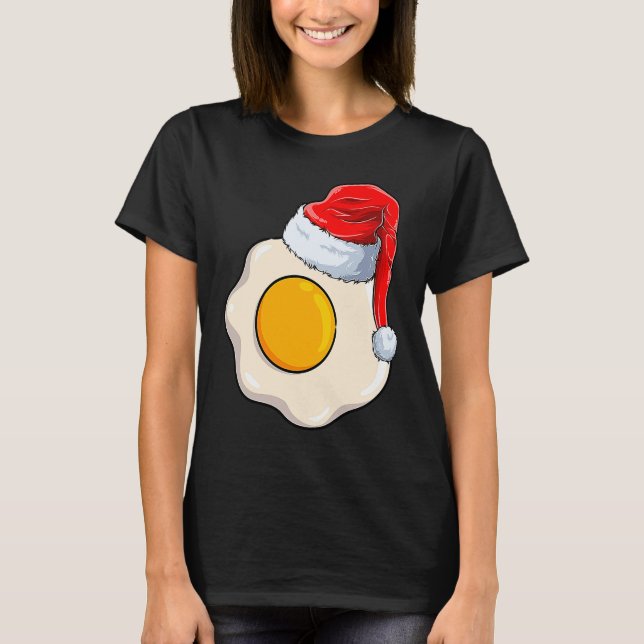 Camiseta Ovo Fritado De Natal Com Chapéu De Santa Para Home (Frente)
